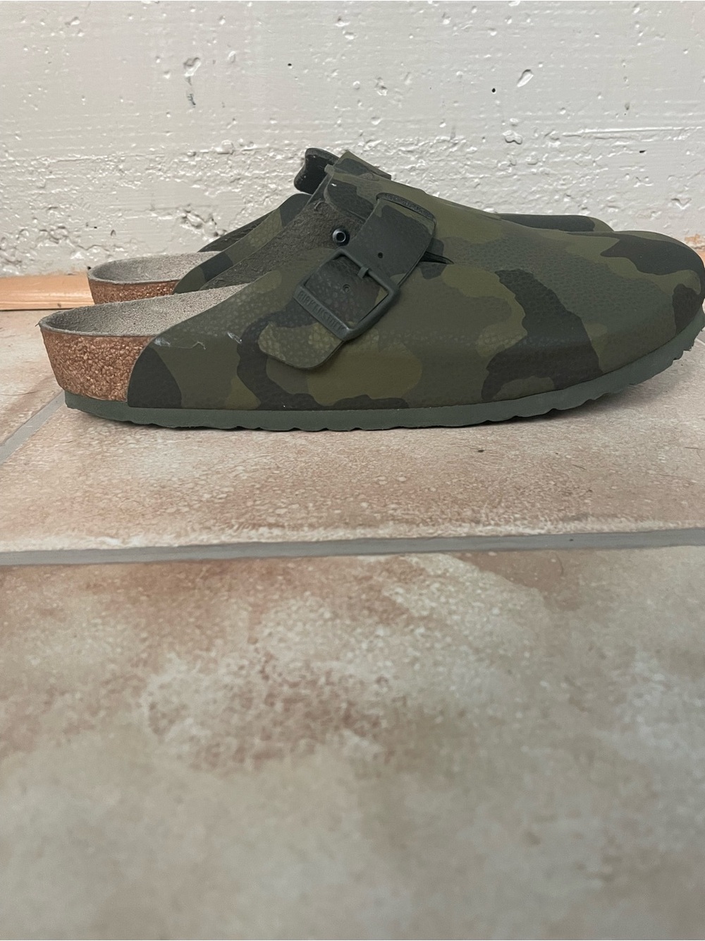 Birkenstock Boston Desert Soil Camo Green Shoes Mens 43 Birko-Flor Rare